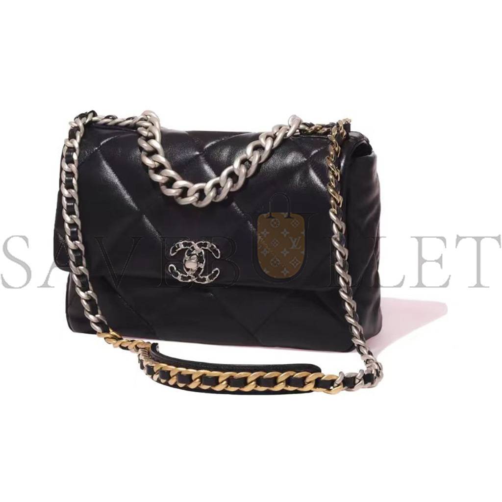 Ch*el 19 bag medium silver buckle chain handle flip bag as1161 (30*20*10cm)